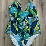 Aerie  Full Coverage One Piece Wrap Tie Tropical Swimsuit Women’s Large Long Photo 0