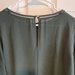 Loft Womens Green Bell Sleeve Keyhole Neck Blouse Top Size Small Holiday Party Photo 4