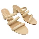 Schutz NEW Olly Mid Block Nappa Leather Strappy Sandal Cream White 10.5 Photo 1