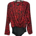 ZARA  Women's Top Red Leopard Print Satin Bodysuit Shirt S Photo 1