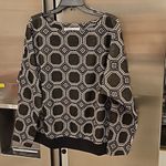 Trina Turk ππ Easy Going Metallic Knit Jacquard Top ~ Black Gold Silver XL NWT Photo 8