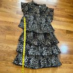 MELLODAY  Womens Small Cheetah Print Animal High Neck Short Sleeve Ruffle Dress Photo 5