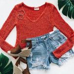 Vestique Tomato Red Cropped Sweater Photo 0