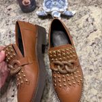 Saint G Studded Brown Chain Buckle Loafers Shoes Size 8 Photo 5