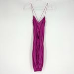 Just Quella Bodycon Mini Dress Spaghetti Straps Fuschia US 12-14 Photo 4