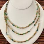 Chico's Chico’s Gold and Green Beaded Necklace Photo 0