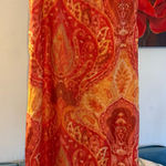 Lafayette 148 Floral Maxi Skirt size 10 L 100% Silk Oranges Red Photo 0