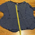 Free People  Women’s Medium Striped Blue White Linen Button Oversized Top Shirt Photo 1