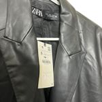 ZARA  NWT Faux Leather Double Breasted Blazer Black Women’s Size Small Photo 8