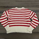 Red and White Striped Crew Neck Sweater Photo 4