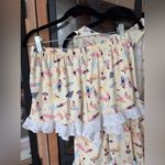 PJ Couture Pajamas set shorts tank top ruffle beach print butter lace crochet White Photo 8