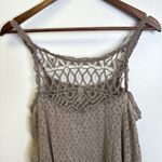 Free People Eyelet Crochet Lace Babydoll Swing Tank Taupe Size M Photo 2