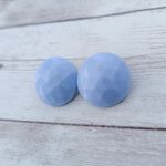 Vintage Clip On Earrings Light Blue Faceted 7/8" Retro Photo 3
