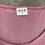 None Long Sleeve Satin Crewneck TShirt Pink Size Medium Photo 1