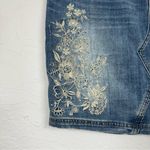 Democracy  Blue Embroidered Denim Skirt Womens 14 Jean Boho Coastal Cowboy Floral Photo 1