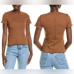 Rag and Bone  Gemma Jacquard Scoop Neck Short Sleeve Top Lettuce Trim Small Brown Photo 1