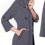 CAbi Women's Maritime Trench Nautical Stripe double Breasted Jacket Sz M Photo 0