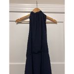 Pretty Garden Halter Backless Maxi Dress Women’s Size Medium Navy Blue Lined Dot Photo 3