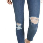 Free People  Raw Hem Button Fly Skinny Jeans in Blue Size 25‎ Photo 0