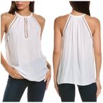 Ramy Brook  Cerise Ivory Embellished Halter Tank Top – Size M Photo 2