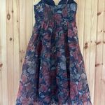 Lulus NWT  Cherished Aura Navy Blue Floral Organza Bustier Midi Dress Sundress L Photo 3