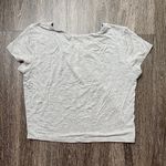 Wet Seal Basic Light Grey Gray Criss-Cross-Detail V-Neck Short-Sleeve Shirt Top Photo 4