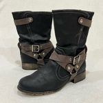 Maurice's Rachel Black Strappy Faux Leather Boot Size 7 Photo 2