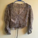 ZARA NEW ‎ ANIMAL PRINT CROPPED TOP RUCHED V-NECK WOMENS SIZE XS Photo 9