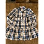 Francesca's Miami Plaid Tiered babydoll Shirt Mini Dress S Blue Photo 6