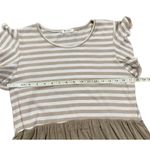 Bombom jersey knit soft ruffle short sleeve tan ivory swing dress sz XL … Photo 3