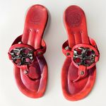 Tory Burch  Miller Sandals Tory Red Gold Plated‎ Logo Size 7  Resort Beach Photo 1