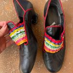 Free People Rush hour express Black leather vintage 80s ruffle heel shoes with red trim sz 8 Photo 0