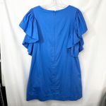 Crown & Ivy  Large Mini Dress Blue Dramatic Ruffle Sleeve Shift Solid Summer 1052 Photo 1