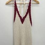 Free People Tank Women Small Knit Sweater Cream Deep V Racerback Tunic On Hold Photo 0