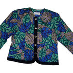 VTG Pablo Collection Sweater Cardigan Purple Gold Button Up USA Womens 16 Petite Blue Size 16P Photo 0