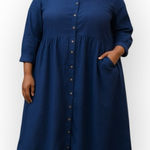 Coldwater Creek Plus Size 18 Blue Corduroy Long Sleeve Button Shirt Dress Photo 0