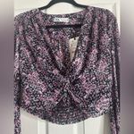 ZARA  Sheer Floral Cropped Blouse, Size Small Photo 4