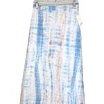Japna NWT Light Blue & White Tie Dye High Rise Midi Lined Skirt Photo 0