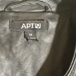 Apt. 9  Black Leather Jacket with‎ Stand-Up Collar and Fitted Silhouette Photo 5