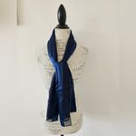 Striped Satin Sheer Navy Blue Neck Scarf Photo 2