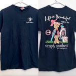 Simply Southern Life is Beautiful Enjoy the Ride Short Sleeve Tee Navy Blue M Photo 2