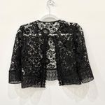 ZARA  Floral Lace 3/4 Sleeve Open Front Cropped Bolero Cardigan Black Womens S Photo 1