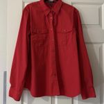 Ralph Lauren Lauren  Red Button Up Long Sleeve Blouse Shirt XL Extra Large Cotton Photo 0