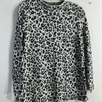 Loft Womans Petite Long Sleeve Pullover Sweater MP Black White Animal Print Photo 0