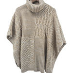 Moth Oversized Cable Knit Turtleneck Poncho Sweater Beige One Size Tan Size undefined Photo 0