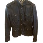 Kenna T womens biker core leather moto jacket black button front size medium Photo 7