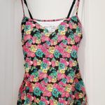 One Step Up  Black Floral Cami Spaghetti Strap Medium Photo 0