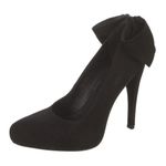 Vera Wang black suede bow accent pumps heels stilettos platform size 9M 4.25” Photo 0