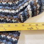 Nine West  Striped Cardigan Sweater Women's Blue Brown Gray Sparkle Flower Accent Photo 4