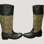 Coach  Tall Riding Boots Classic Genuine Leather Fabric Brown Khaki Beige Vintage Photo 8